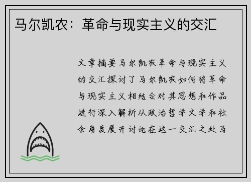 马尔凯农：革命与现实主义的交汇